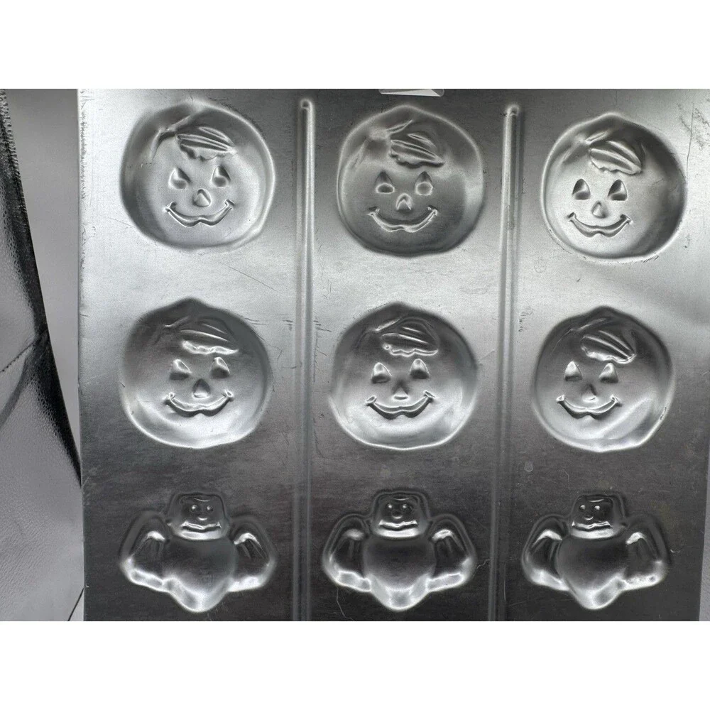 Vintage Two Amscan Halloween Metal Cookie Pan Mold Tray Press Sheets